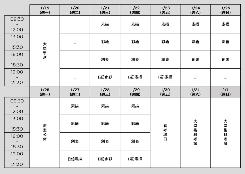 115年大學美術術科考試衝刺班
