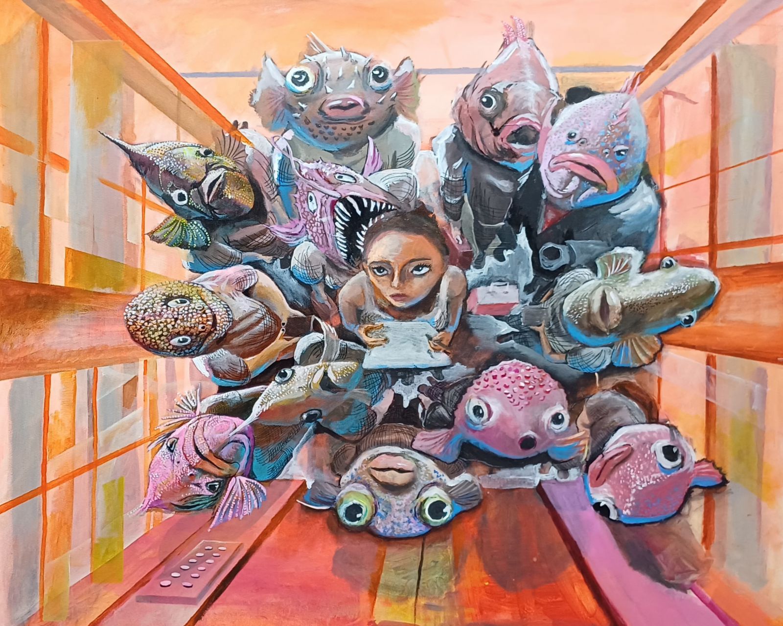 非藝空間學生 AP Art 2D 滿分作品範例：具備深刻個人觀點與強烈視覺張力的超現實繪畫，展現高品質的持續性調查探究成果。